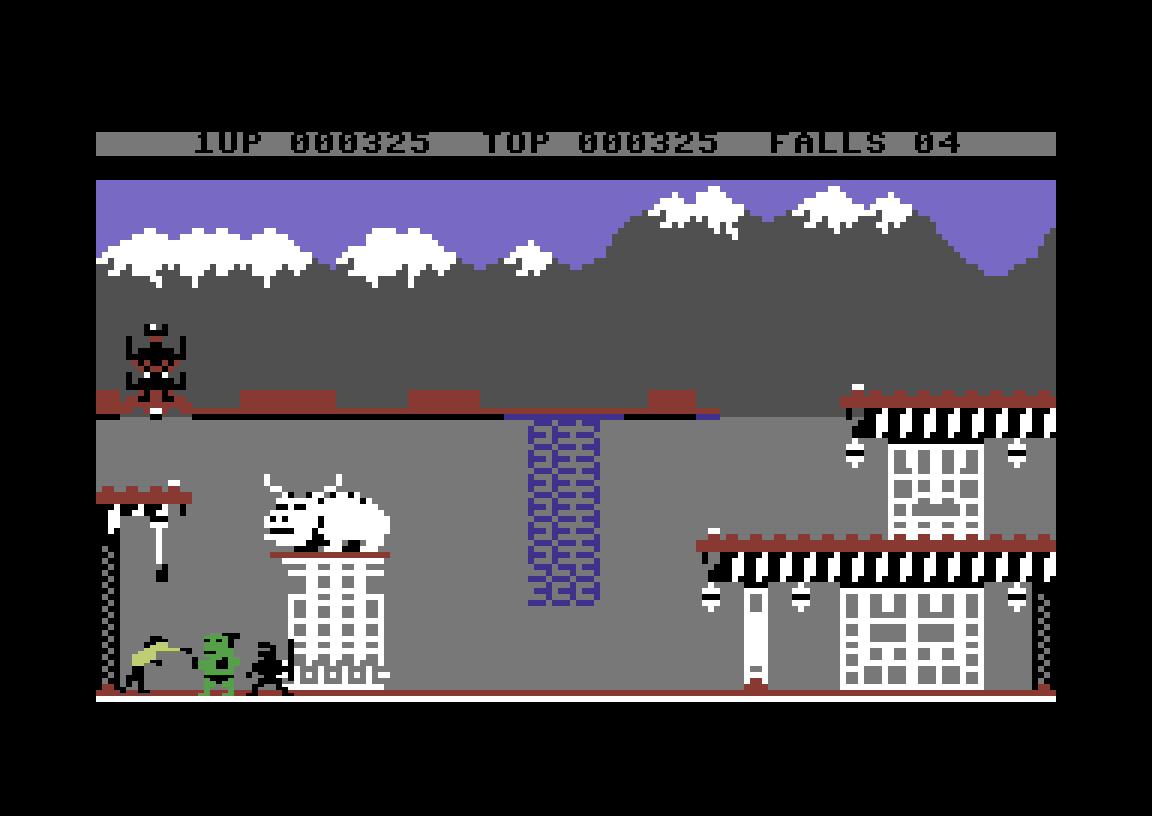 Bruce Lee remake: pixel-art platforms, ladders and lanterns